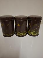 Vintage bruine koffie-, thee- en suikerbussen – retro design, Ophalen, Gebruikt, Koffie, Overige merken