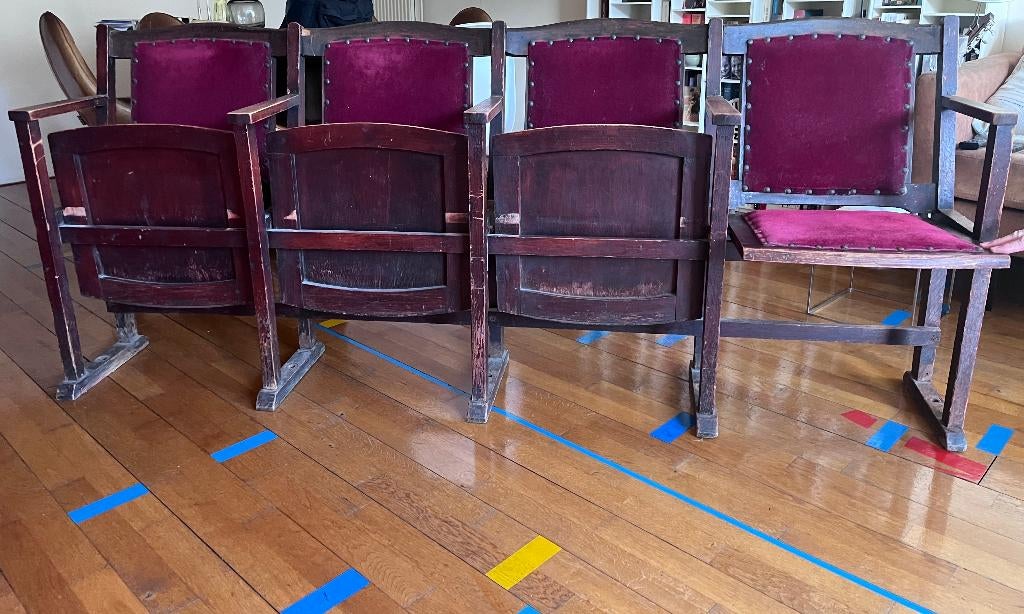 theaterstoeltjes, Gebruikt, Antieke theaterstoeltjes in goede staat!, Ophalen of Verzenden, Vier