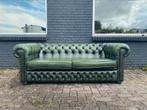 Engelse Chesterfield bank groen GRATIS BEZORGD, Huis en Inrichting, Gebruikt, 125 cm of meer, Leer, Ophalen of Verzenden