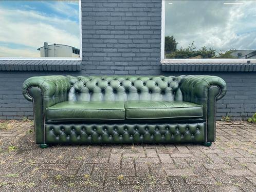 Engelse Chesterfield bank groen GRATIS BEZORGD, Huis en Inrichting, Banken | Voetenbanken en Poefen, Gebruikt, 125 cm of meer