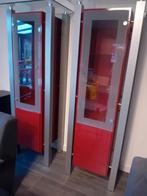 Hoogglans Ferrari rood Vitrinekast Set + Spiegel, Minder dan 50 cm, Ophalen of Verzenden, Glas, Modern