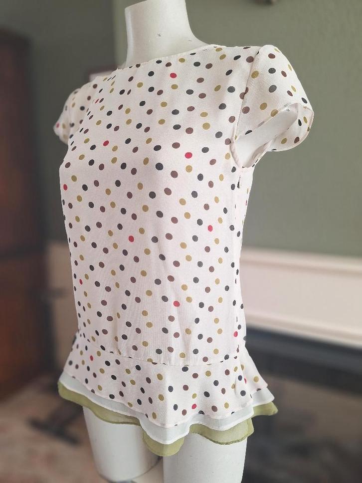 Ted Baker polka dot crème top 1 S 36 Gratis Verzenden, Kleding | Dames, Tops, Zo goed als nieuw, Maat 38/40 (M), Overige kleuren