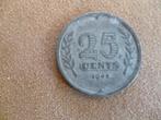 25 cent 1941 nederland zink, Ophalen of Verzenden, Koningin Wilhelmina, 25 cent, Losse munt