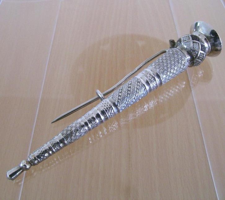 Zilver breipendop/breinaald dop/breidop 9 cm, antiek (2), Antiek en Kunst, Antiek | Goud en Zilver, Zilver, Ophalen of Verzenden