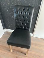 3 Eetkamer stoelen van leer en 1 bankje, Huis en Inrichting, Ophalen, Gebruikt, Drie, Zwart
