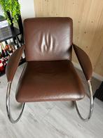 Koinor jingle slede fauteuil bruin leer, Ophalen, Gebruikt, 75 tot 100 cm, Leer