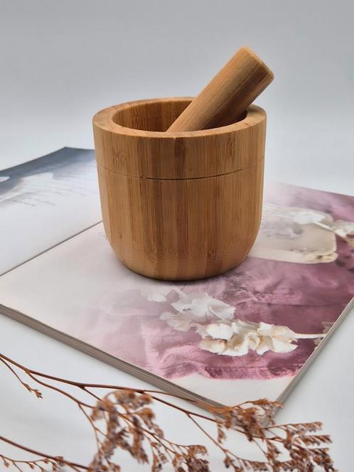 Bamboe Vijzel met Stamper - Nieuw, Huis en Inrichting, Keuken | Keukenbenodigdheden, Nieuw, Ophalen of Verzenden