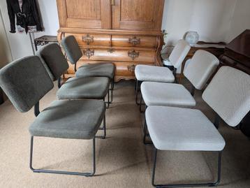 6 Design stoelen Maddy, wolwit en grijsgroen,  beschikbaar voor biedingen