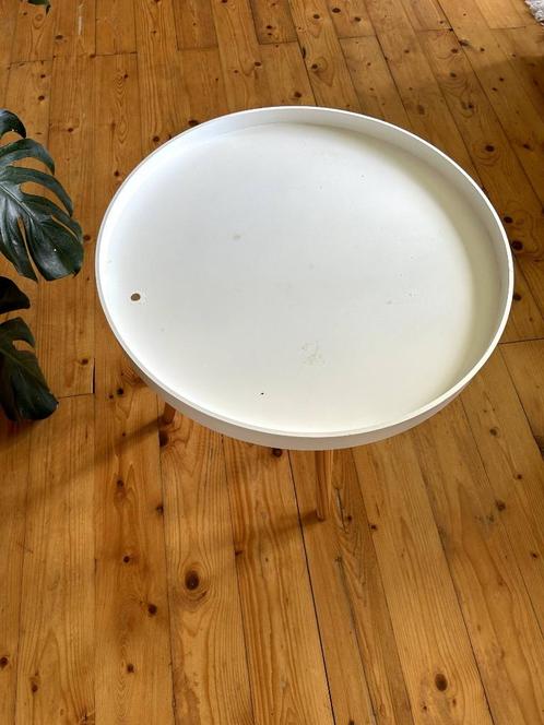 Bijzettafel wit/hout - Side table white/wooden, Huis en Inrichting, Tafels | Bijzettafels, Gebruikt, Rechthoekig, 45 tot 60 cm