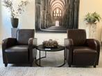 2 lederen fauteuiltjes in zeer goede staat, samen voor, Huis en Inrichting, Fauteuils, Ophalen, Gebruikt, Minder dan 75 cm, Leer
