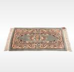 Aubusson blue grey roses tapijt Renaissance wol 62x123cm, Gebruikt, 100 tot 150 cm, Crème, .