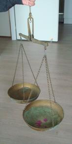 Antieke koperen weegschaal, hangmodel, gemerkt en serienr., Antiek en Kunst, Antiek | Gereedschap en Instrumenten, Ophalen of Verzenden
