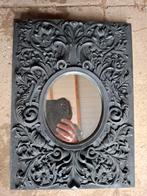 Zwart stenen spiegeltje, brocante stoer en sober, Huis en Inrichting, Woonaccessoires | Spiegels, Minder dan 50 cm, Rond, Ophalen of Verzenden