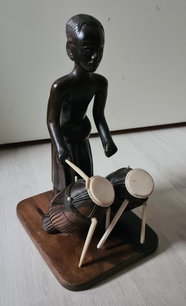Afrikaans Houten Beeld van Drummer, Ophalen of Verzenden