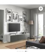 Witte Tv- meubel met rookkleurige glazen deuren Besta ikea, Ophalen of Verzenden, Zo goed als nieuw, 25 tot 50 cm, Minder dan 100 cm