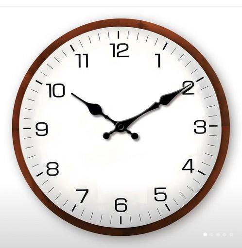 Houten Wandklok Ø35,5 cm – Stil Quartz Uurwerk, Huis en Inrichting, Woonaccessoires | Klokken, Nieuw, Wandklok, Analoog, Ophalen of Verzenden