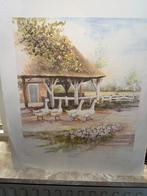 A. Wieringa - Ganzen bij Boerderij - Genummerde Druk, Antiek en Kunst, Kunst | Tekeningen en Foto's, Ophalen of Verzenden