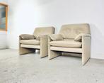 Set 2 Leolux bora bora fauteuils design beige leer vintage, 75 tot 100 cm, Gebruikt, Leer, 75 tot 100 cm