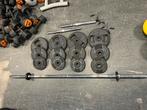 Technogym halterstang met verstelbare dumbbells schijven, Sport en Fitness, Fitnessmaterialen, Ophalen, Halterset, Gebruikt, Technogym