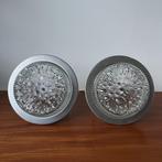Set van 2 grote kristal en aluminium inbouw spots jaren 60, Gebruikt, Glas, Kristalglas, Vintage