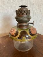 Antieke olielamp met keramische voet, Antiek en Kunst, Ophalen of Verzenden