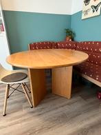 Uitschuifbare ronde eettafel van hout (Ø1.15m), Huis en Inrichting, Ophalen, Zo goed als nieuw, Vier personen, 100 tot 150 cm