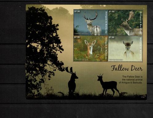 antigua 2017 pf blok damherten zoogdieren wildlife deer 2, Postzegels en Munten, Postzegels | Thematische zegels, Postfris, Dier of Natuur