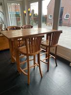 Houten bartafel met 4 barkrukken - Zo goed als nieuw, Ophalen, In hoogte verstelbaar, Zo goed als nieuw