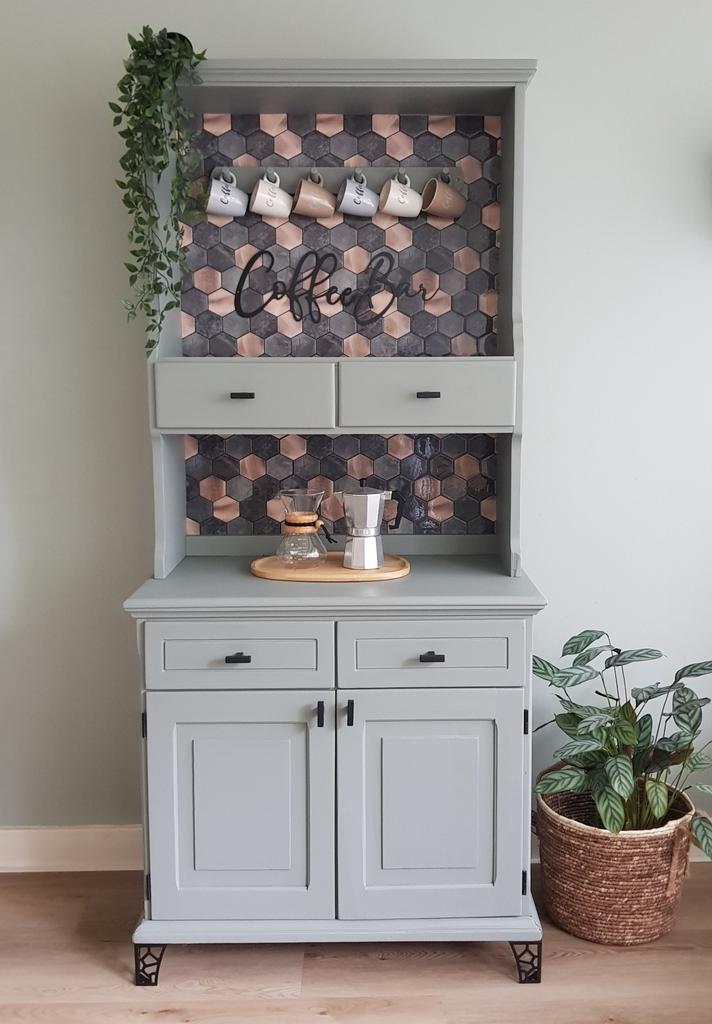 ☕Gave coffee bar/buffetkast Uniek! Zwarte pootjes, 4 lades, Huis en Inrichting, Kasten | Buffetkasten, Zo goed als nieuw, 25 tot 50 cm