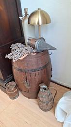 Oude Franse kruik. Waterkan wijnkan. Hout met koper., Antiek en Kunst, Ophalen of Verzenden