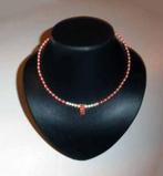 Ketting Bloedkoraal Parels 925 slotje en hanger, Met hanger, Verzenden, Nieuw, Steen of Mineraal