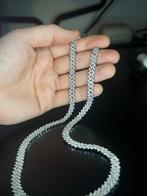 7mm Moissanite Cuban Link Chain (55cm), Sieraden, Tassen en Uiterlijk, Kettingen, Zo goed als nieuw, Zilver, Zilver, Met edelsteen