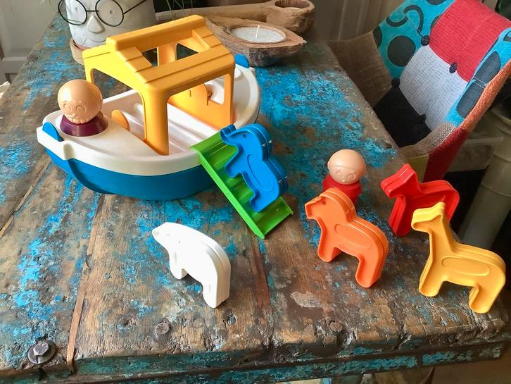 Vintage Tupperware Tuppertoys Noahs Ark met boot en dieren, Kinderen en Baby's, Speelgoed | Overig, Gebruikt, Jongen of Meisje