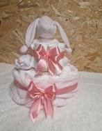 Luiertaart Roze Konijn - Kraamcadeau Meisje, Ophalen of Verzenden, Nieuw, Kraamcadeau