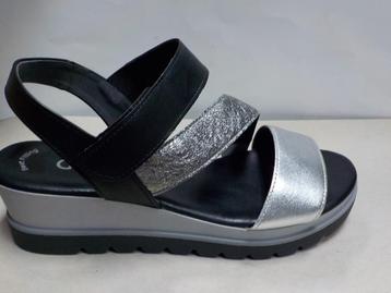 Zwart met zilver sandalen Gabor maat 40