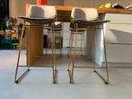 4 HK Living Wire barkrukken messing + zitkussens taupe, Ophalen, Met voetsteun, 60 tot 90 cm, Zo goed als nieuw