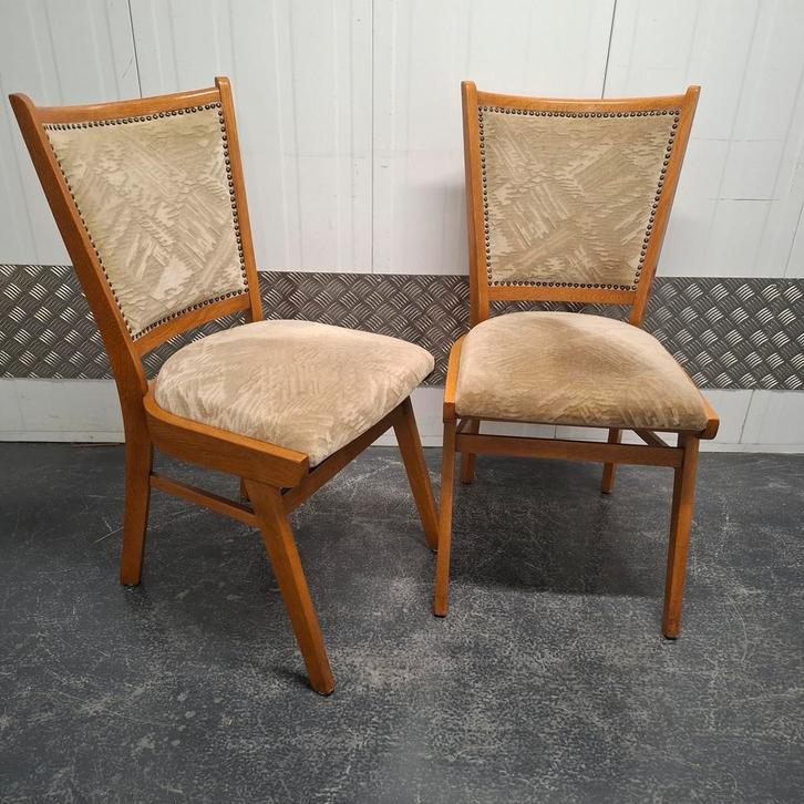 vintage Oud hollandse stoelen eetkamerstoelen bureaustoel, Huis en Inrichting, Stoelen, Gebruikt, Twee, Hout, Stof, Overige kleuren