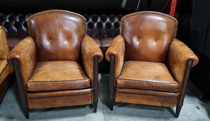 Set schapenleren fauteuils klassiek + BEZORGING GRATIS, Huis en Inrichting, Fauteuils, Gebruikt, Leer, 75 tot 100 cm, Ophalen of Verzenden