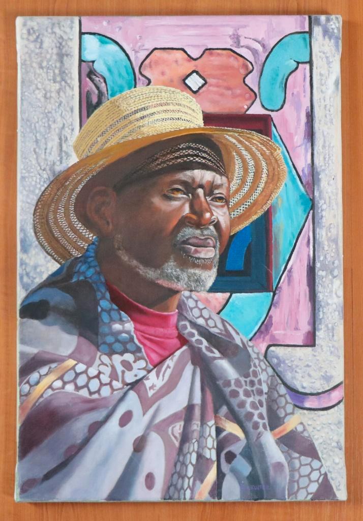 G.J. Kuiper (1926-2013) - Zuid-Afrikaanse man met Hoed, Antiek en Kunst, Kunst | Schilderijen | Klassiek, Ophalen of Verzenden