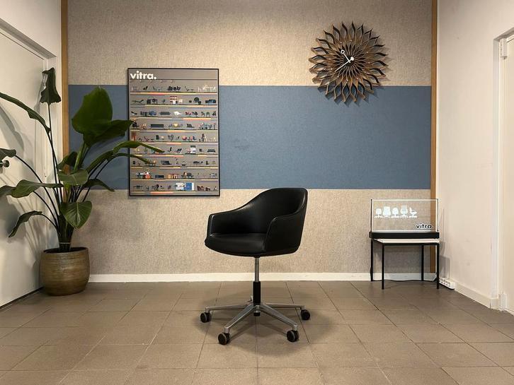 Vitra | Bouroullec | Softshell | Zwart leer | 1x, Huis en Inrichting, Bureaustoelen, Gebruikt, Bureaustoel, Zwart, Ophalen of Verzenden