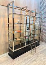 Boekenkast zilver chroom met ladder / trap -Room divider