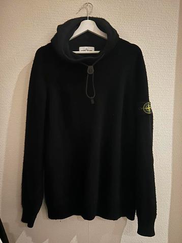 Stone Island Hooded Wool Knit Zwart XL beschikbaar voor biedingen