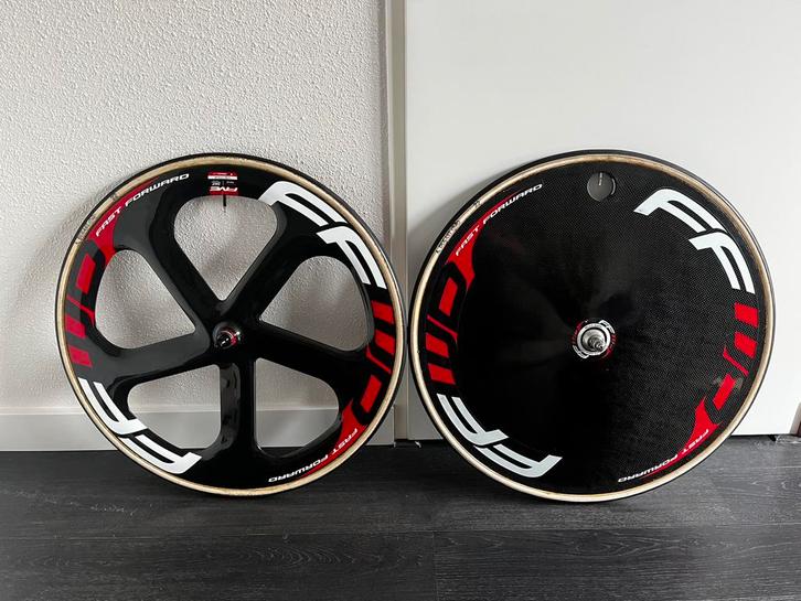 FFWD wielen dicht achter en 5 spaaks voor baanwielrennen, Fietsen en Brommers, Fietsen | Racefietsen, Zo goed als nieuw, Overige merken