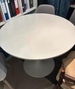 Ronde witte tafel, Huis en Inrichting, Tafels | Eettafels, Ophalen, Rond, Zo goed als nieuw, Vier personen