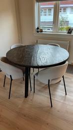 Ronde eettafel japandi stijl donker Loods5, Huis en Inrichting, Tafels | Eettafels, Ophalen, 100 tot 150 cm, Zo goed als nieuw