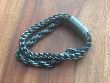 Heren armband – dubbel gevlochten roestvrij staal - 18 cm beschikbaar voor biedingen