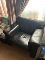Zwart leren stoel, Huis en Inrichting, Fauteuils, Ophalen, Gebruikt, Leer, 100 tot 125 cm