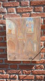 Pastel antiek Dirk B.Nanninga 1899 kerk interieur schilderij, Antiek en Kunst, Ophalen of Verzenden
