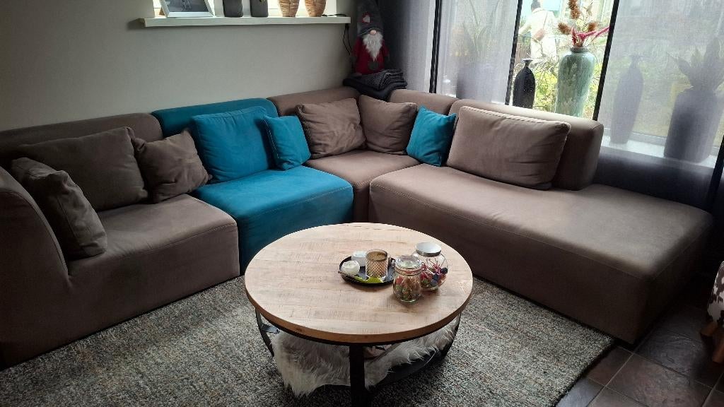 Hoekbank, Huis en Inrichting, Banken | Bankstellen, Gebruikt, Hoekbank, Vierpersoons of meer, 300 cm of meer, 75 tot 100 cm, Stof