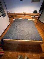 Eikenhouten elektrisch verstelbaar bed+ladekast+spiegel, Huis en Inrichting, Slaapkamer | Bedden, Ophalen, Verstelbaar, Tweepersoons